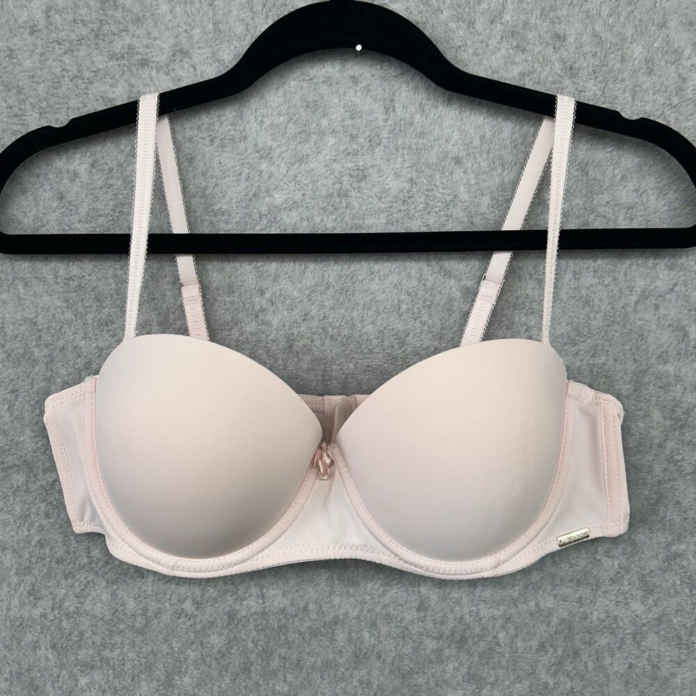 Tahari Underwired Push-Up Bra Padded Sz 38C Baby Pink Comfort Adjustable Strap